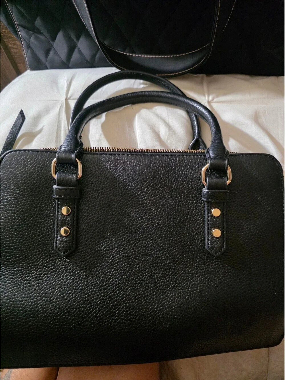 Kate Spade Black Pebbled Leather Satchel Handbag